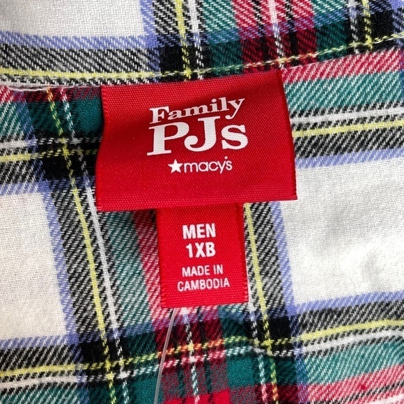 Macy’s Family PJs Men's Big & Tall Knit Pajama Top Stewart Plaid 1XB New - Picture 3 of 5